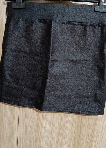Siyah Parlak Mini Etek - Görsel 2