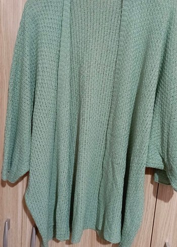 yarasa kol yeşil ince hırka - Görsel 4