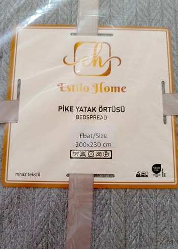 Beden gri Renk Gri Desenli Pike Yatak Örtüsü 200x230 cm
