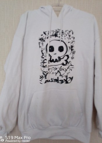 Diğer Beyaz Kapüşonlu Punk Tarzı Sweatshirt