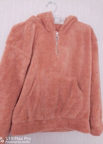 Defacto Kapüşonlu Bej Peluş Kadın Sweatshirt