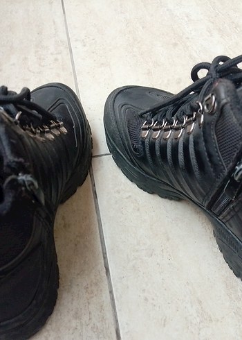 Siyah Erkek Biker Spor Ayakkabı Bağcığı - Görsel 4