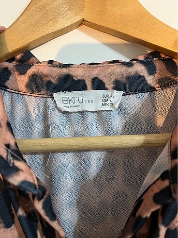 xl Beden Leopar desenli uzun elbise