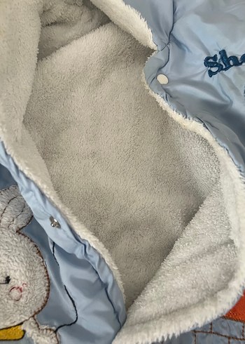 6 Ay Beden gri Renk Gri Nakışlı Bebek Tulumu Peluş Detaylı