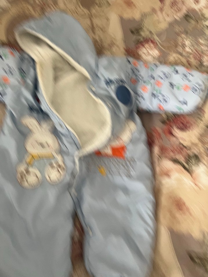 Gri Nakışlı Bebek Tulumu Peluş Detaylı - Görsel 4