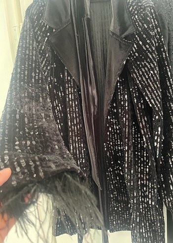 Kürk Detaylı Siyah Gotik Kadın Kaban