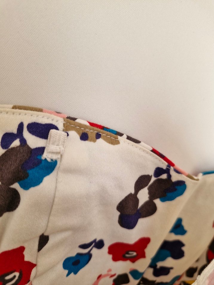 Çiçek Desenli Straplez Midi Elbise - Görsel 5