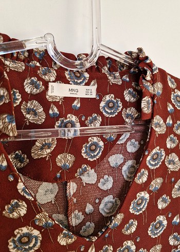 Bordo Bohem V Yaka Düğmeli Kadın - Görsel 2