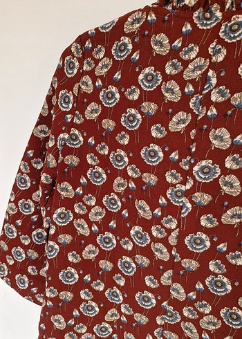 Bordo Bohem V Yaka Düğmeli Kadın - Görsel 6