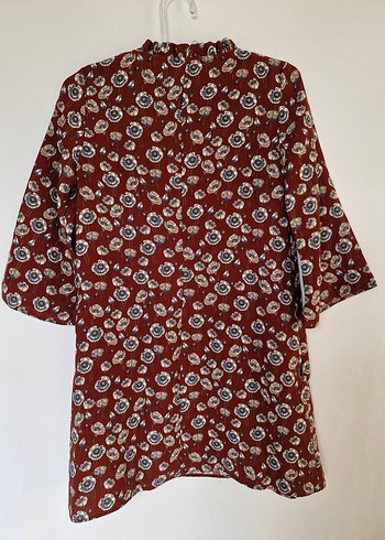 Bordo Bohem V Yaka Düğmeli Kadın - Görsel 3