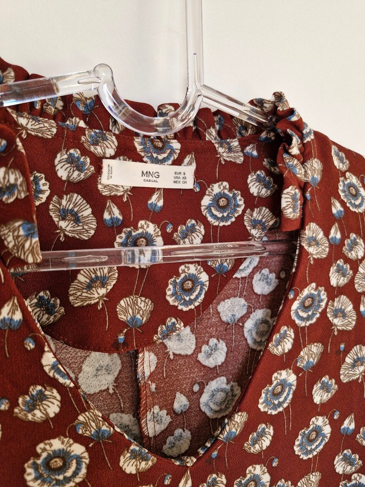 Bordo Bohem V Yaka Düğmeli Kadın - Görsel 2