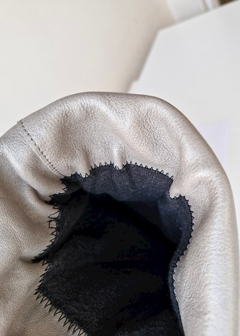 Gri Gerçek Deri Dizüstü Kadın Çizme - Görsel 8