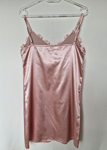 Pembe 4 Parça Saten Gecelik ve Sabahlık Takım - Görsel 6