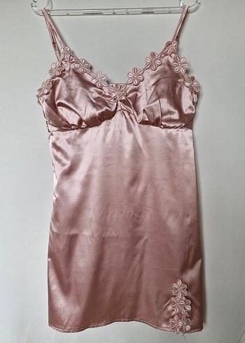 Pembe 4 Parça Saten Gecelik ve Sabahlık Takım - Görsel 5