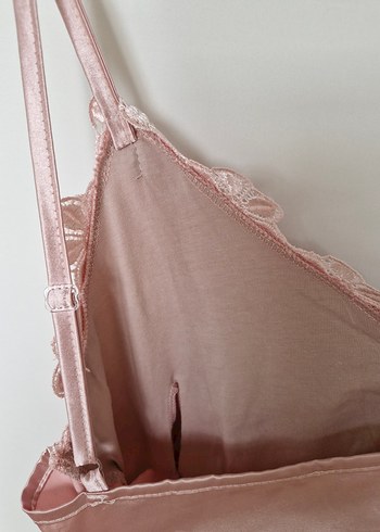 Pembe 4 Parça Saten Gecelik ve Sabahlık Takım - Görsel 15