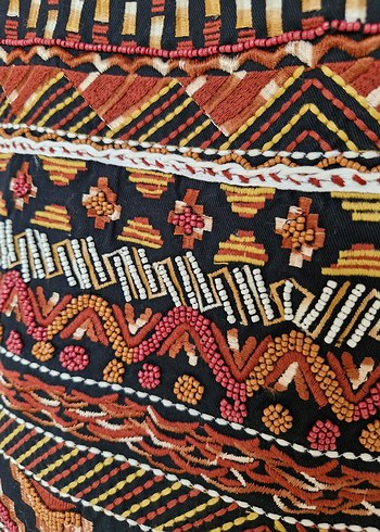 Boncuk İşlemeli Bohem Mini Etek - Görsel 3