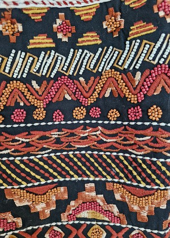 Boncuk İşlemeli Bohem Mini Etek - Görsel 4