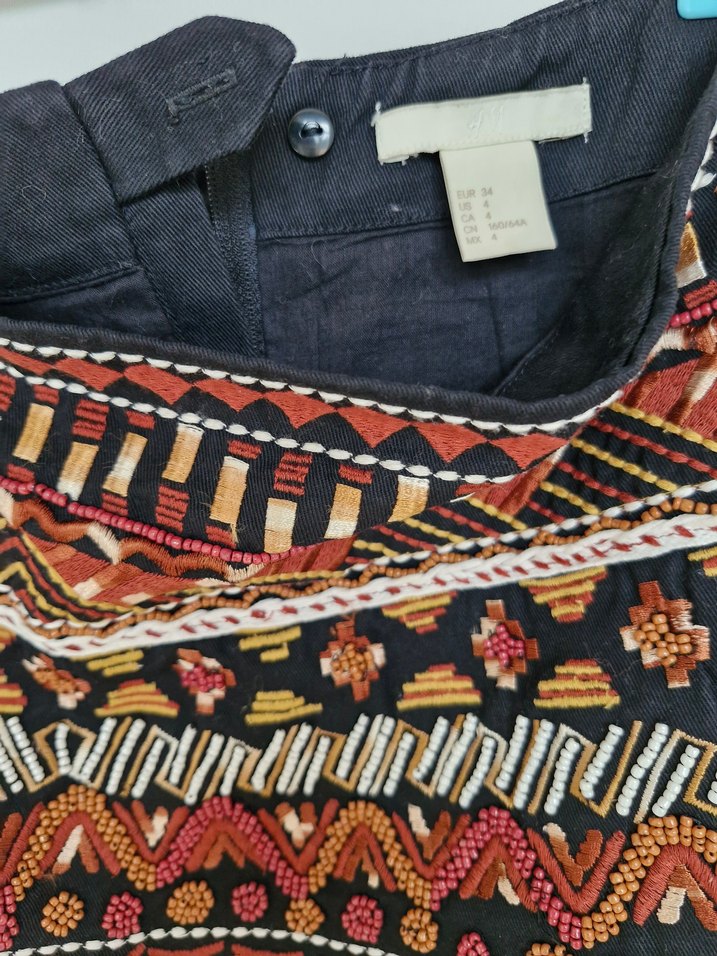 Boncuk İşlemeli Bohem Mini Etek - Görsel 5