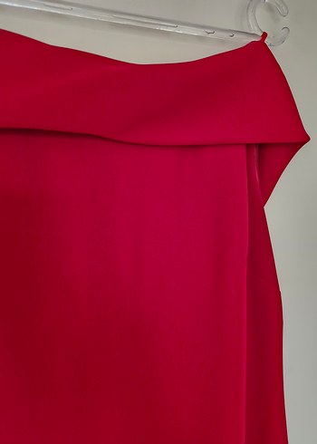 Fiyonklu Sırt Dekolteli Bordo Midi Abiye Elbise - Görsel 5