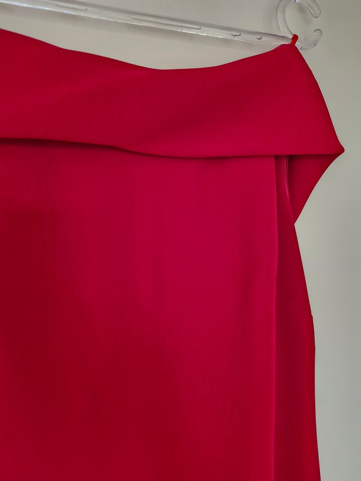 Fiyonklu Sırt Dekolteli Bordo Midi Abiye Elbise - Görsel 5