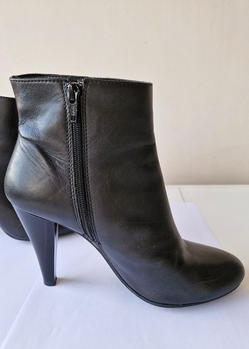 Hakiki Deri Siyah Stiletto Topuklu Fermuarlı Kadın Bot - Görsel 5