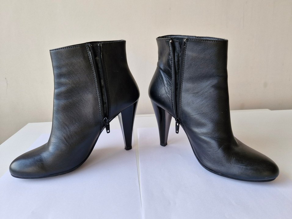 Hakiki Deri Siyah Stiletto Topuklu Fermuarlı Kadın Bot - Görsel 2