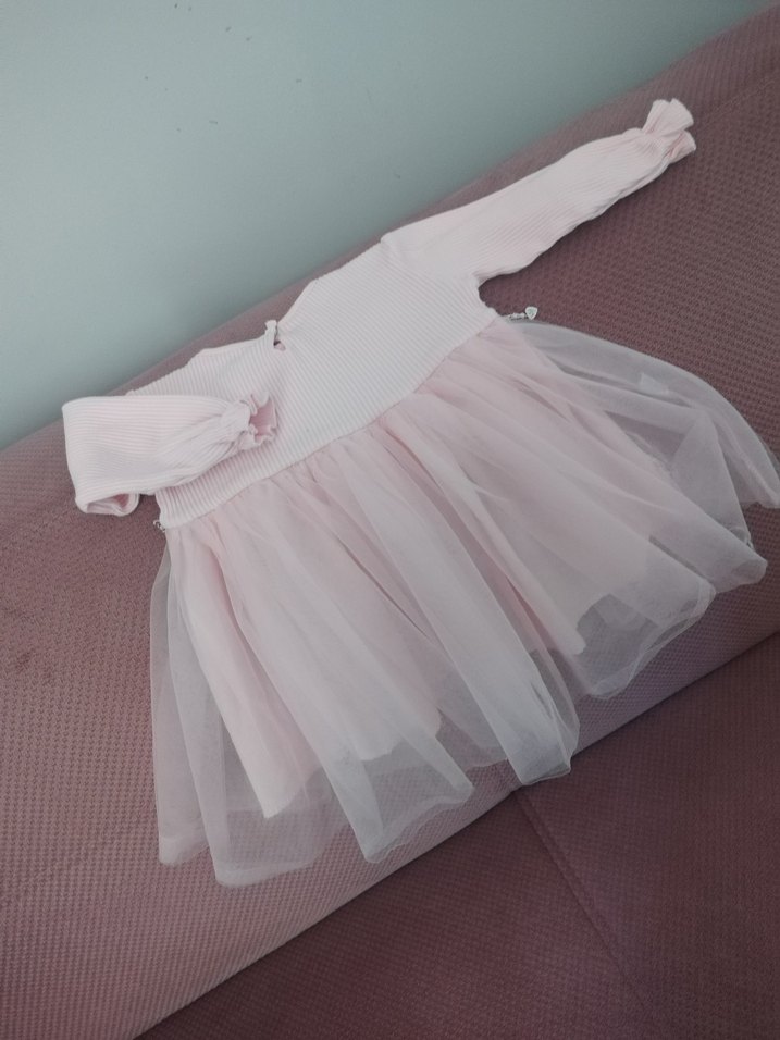 Pembe Nakışlı Kız Çocuk Elbise - Görsel 2