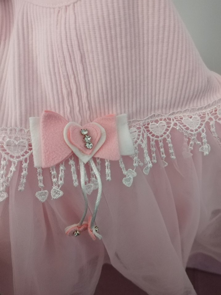 Pembe Nakışlı Kız Çocuk Elbise - Görsel 4