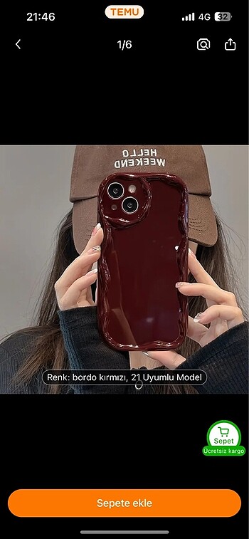 Bordo iPhone 13 kılıf