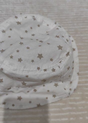 Gri Yıldız Desenli Beyaz Çocuk Bucket Şapka - Görsel 2