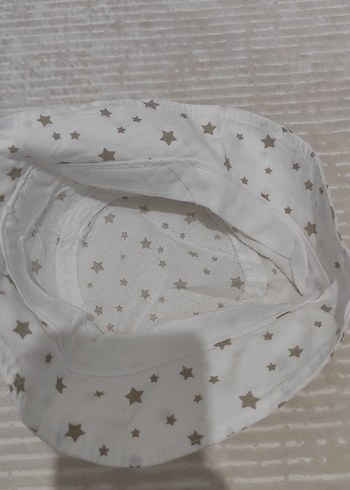 Gri Yıldız Desenli Beyaz Çocuk Bucket Şapka - Görsel 3