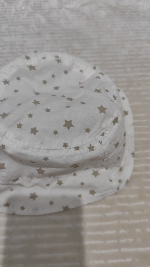 Gri Yıldız Desenli Beyaz Çocuk Bucket Şapka - Görsel 2