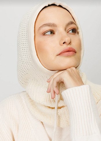 krem balaclava başlık - Görsel 3