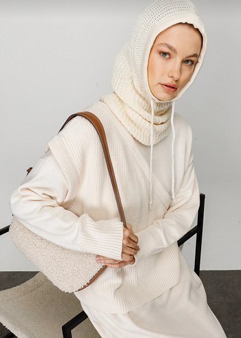 krem balaclava başlık - Görsel 2