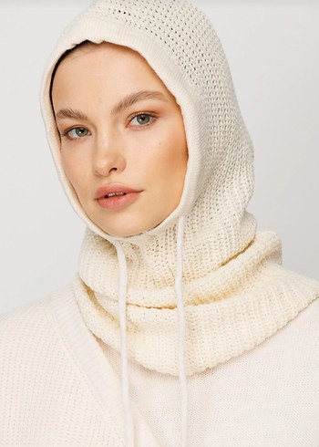 krem balaclava başlık - Görsel 4