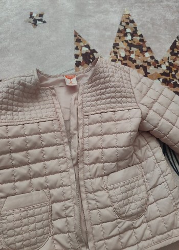 5 Yaş Beden Düğmeli pudra kız çocuk Kısa Ceket