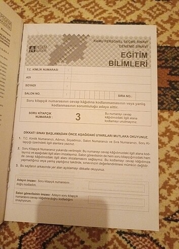 Pegem eğitim bilimleri denemesi