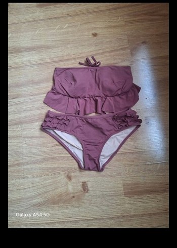 s Beden gul kurusu Fırfırlı Strappy Bohem Bikini