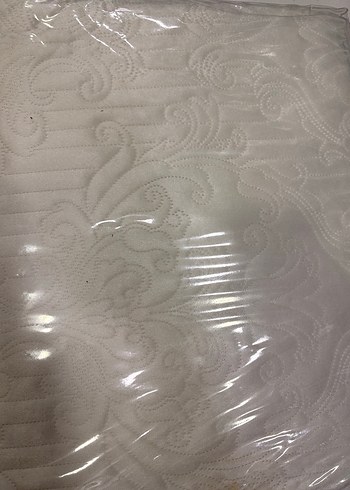 Beyaz Desenli Pamuklu Yatak Örtüsü - Görsel 4