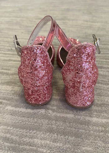 27 Beden Kız Çocuk Pembe Parlak Simli Topuklu Ayakkabı