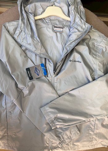 xl Beden gri Renk Columbia Gri Fermuarlı Yağmurluk Rüzgarlık