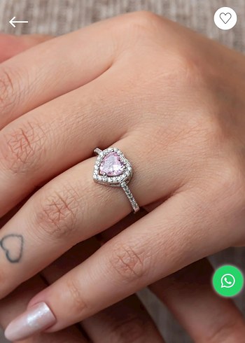 925 Ayar Pembe Kalpli çokşık gümüş yüzük - Görsel 5