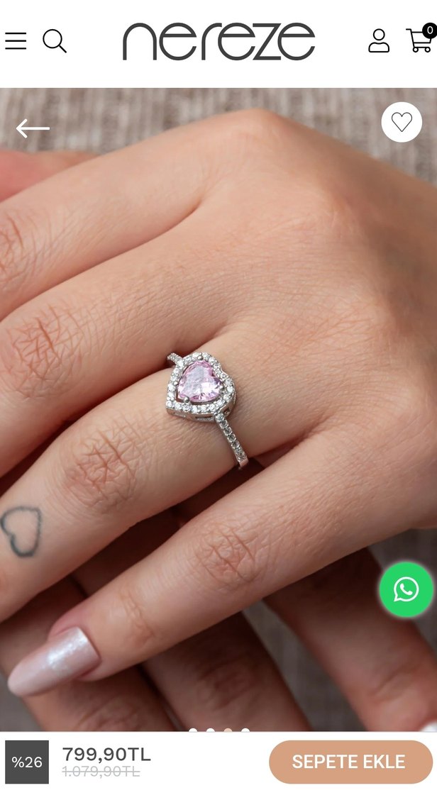 925 Ayar Pembe Kalpli çokşık gümüş yüzük - Görsel 5