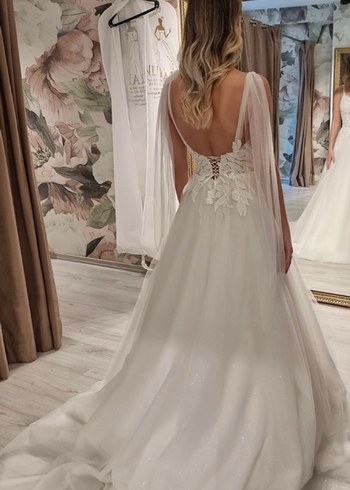 Beyaz Modern Klasik A Kesim Gelinlik - Görsel 4