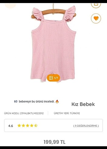 HelloBaby Kız Bebek Fitilli Tulum 18 ay