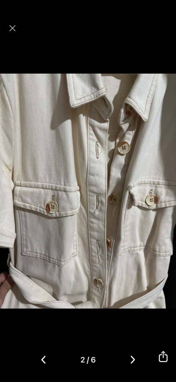 Kadın Kısa Kollu Beyaz kot elbise - Görsel 2