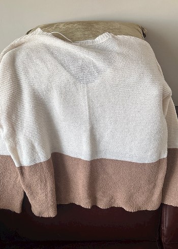 s Beden PULL&BEAR Bej V Yakalı Örgü Kadın Kazak