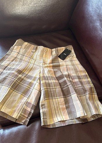 MANGO Pilili Kahverengi Mini Şort