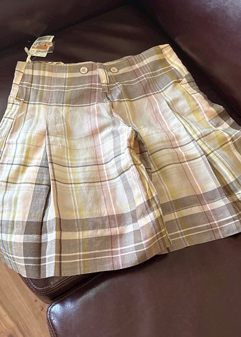 36 Beden MANGO Pilili Kahverengi Mini Şort