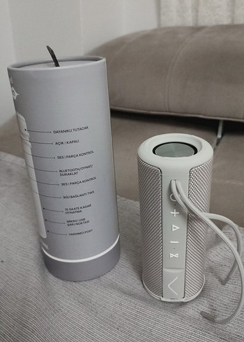 Beyaz Gri Bluetooth Hoparlör